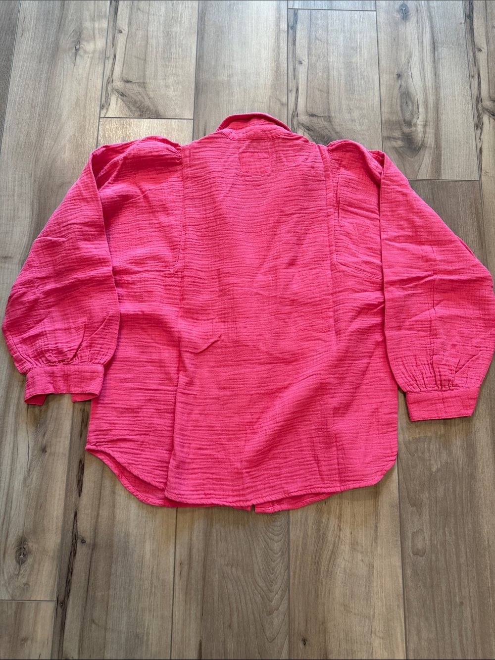 RAILS Lauren Organic Cotton Gauze Button Down Shirt in Hibiscus Pink.  Size M - Picture 8 of 8